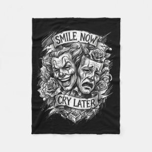 Smile now cry later theatre masks fleece blanket