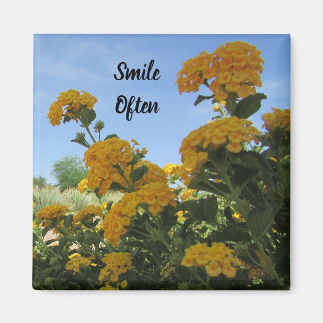 Smile Often Vivid Yellow Flower Photo Garden Bloom Magnet (Front)