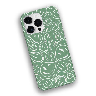 Smile Pattern Sage Bridesmaid Groomsmen Modern Case-Mate iPhone 14 Pro Max Case