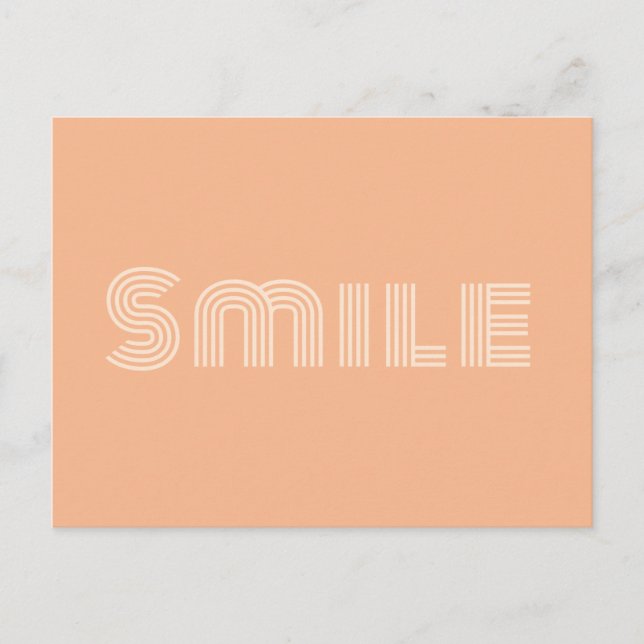 Smile | Peach Orange Modern Quote Happy Positive Postcard (Front)