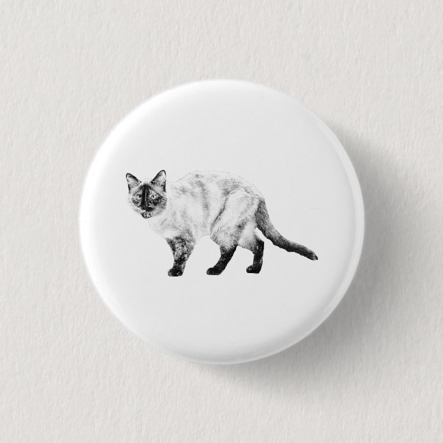 Smile Pin, Calm Cat Flair 3 Cm Round Badge (Front)