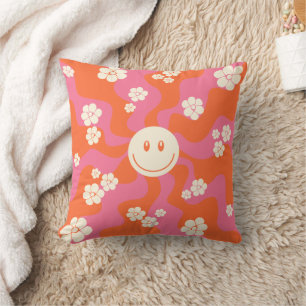 Smile - Pink, Orange and Cream  Cushion