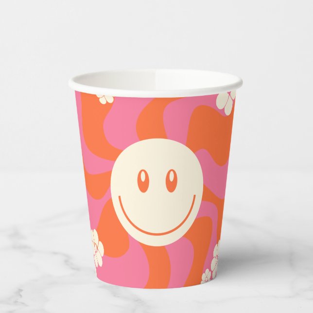 Smile - Pink, Orange and Cream Paper Cups (Left)