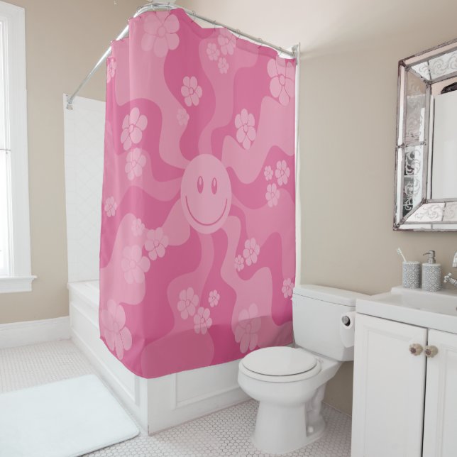 Smile - Pink Shower Curtain (In Situ)