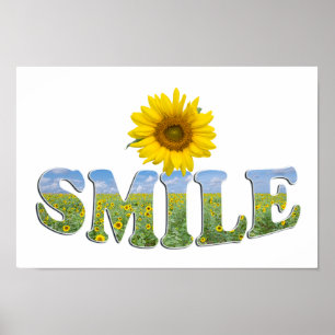 Smile Poster with Sunflowers