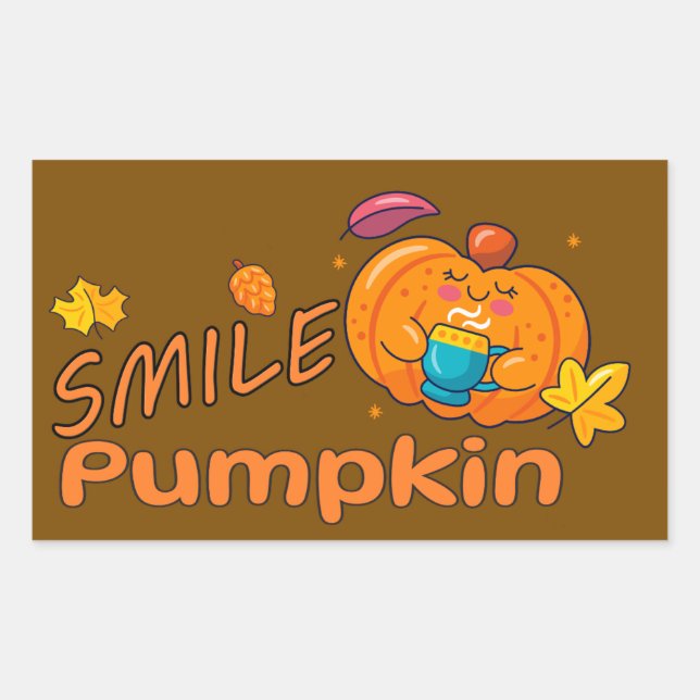 Smile Pumpkin Rectangular Sticker (Front)