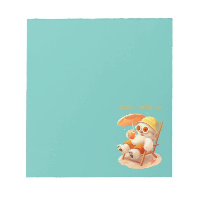 Smile Pup: Beach Mode On Smiling Bichon Frise Notepad (Front)