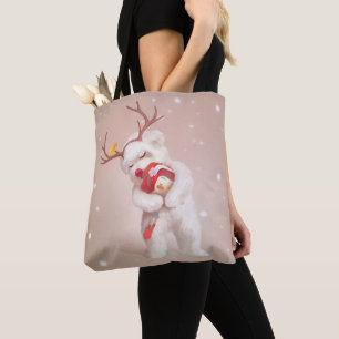 Smile Pup & Bunny Girl: Festive Holiday Hug Tote Bag