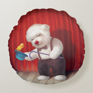 Smile Pup: Magical Circus Magician Bichon Round Cushion