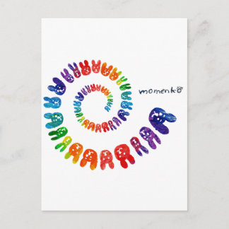 smile rabbits spiral rainbow postcard