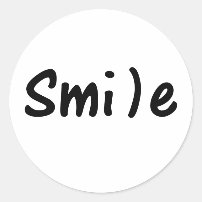 Smile Smile Happy Word Image Classic Round Sticker (Front)