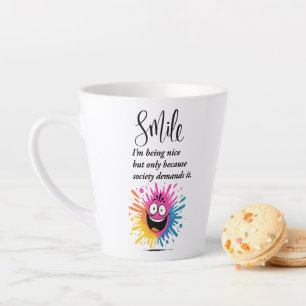 Smile, social and sarcastic design latte mug