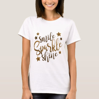 Smile Sparkle Shine Glitter Text T-Shirt