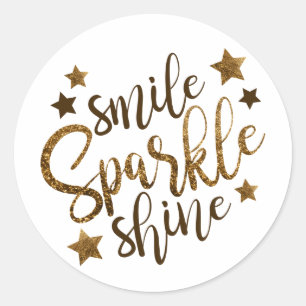 Smile Sparkle Shine Gold Stickers