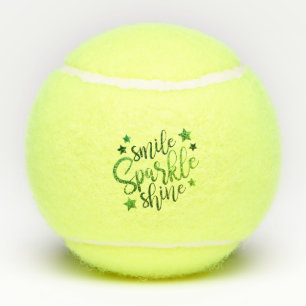 Smile Sparkle Shine Green Inspirational Quote Tennis Balls