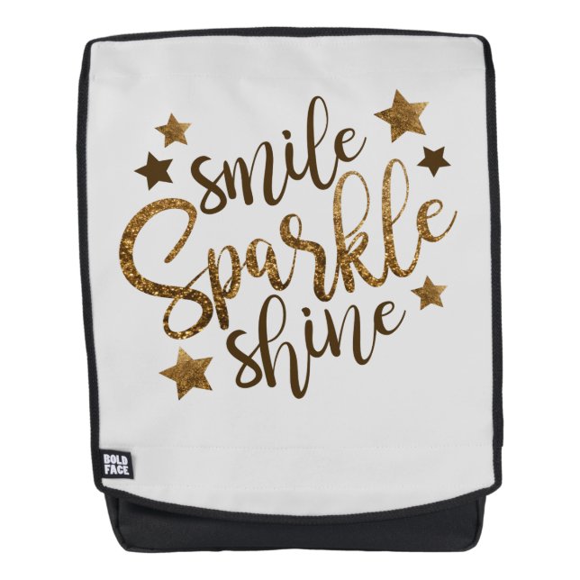 Smile Sparkle Shine Quote Positive Thinking Backpack (Front)