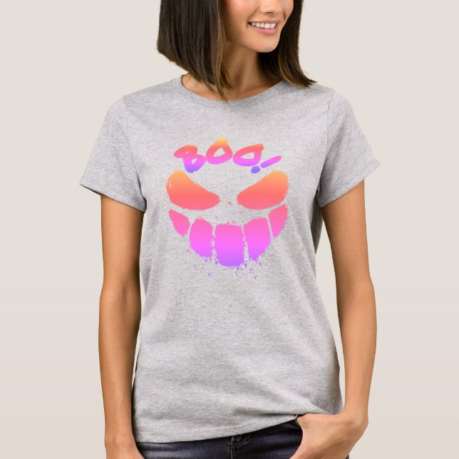 Smile Spooky Face Happy Halloween  T-Shirt (Front)