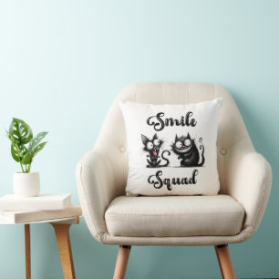 Smile Squad with Funny Cats Design Cushion