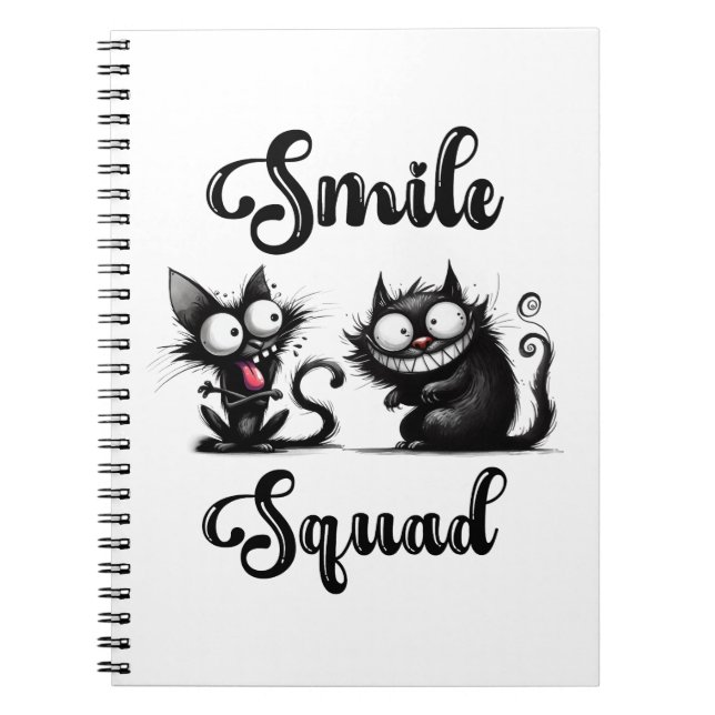 Smile Squad with Funny Cats Design Notebook (Front)