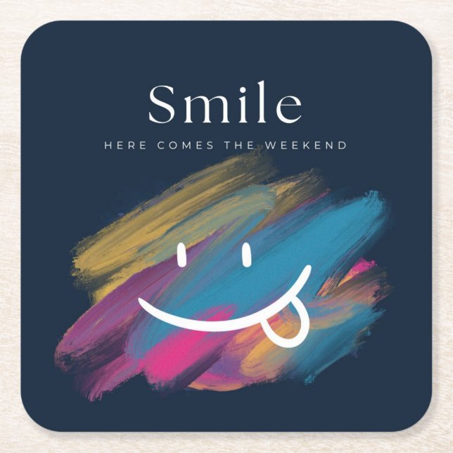 Smile Square Paper Coaster (Front)