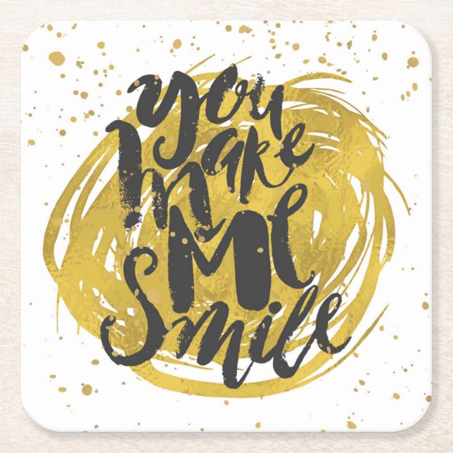 Smile Square Paper Coaster (Front)