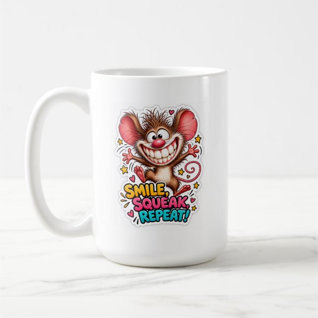 🐭✨ Smile, Squeak, Repeat! Funny Mouse Mug ☕💖 (Left)