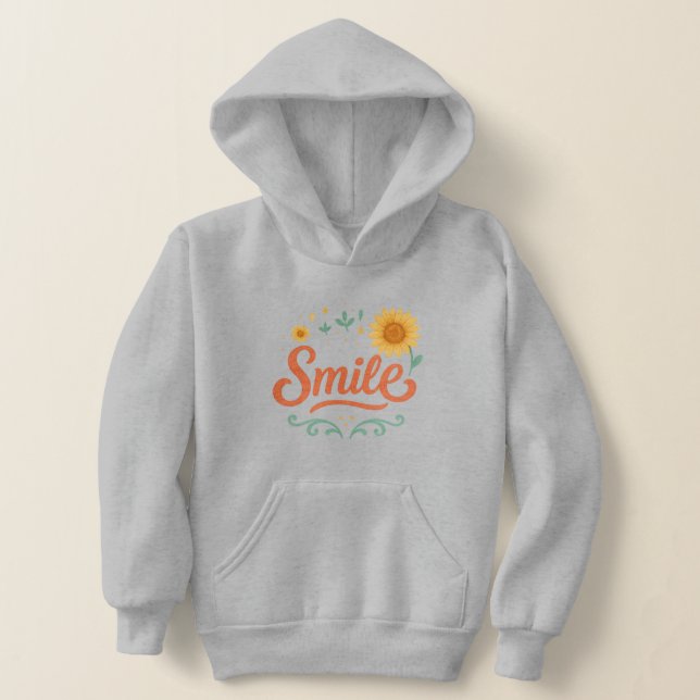Smile Sunflower Kids’ Hoodie | Positive Vibes  (Laydown)