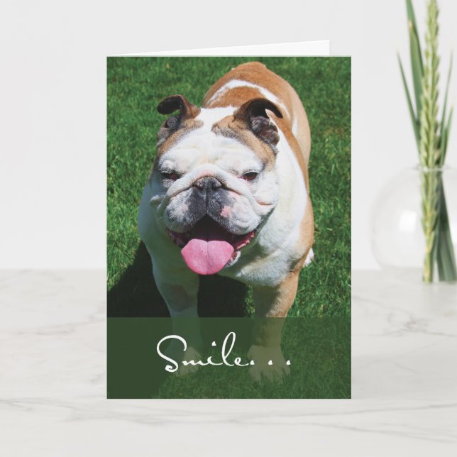 Smile, Thinking of You, Bulldog Card (Front)