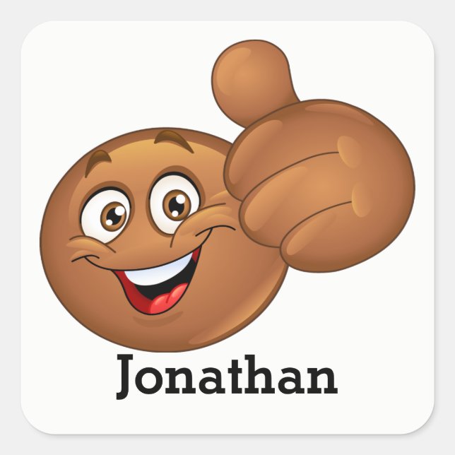 Smile Thumbs Up Square Sticker (Front)