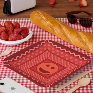 Smile Tile Party Plates in Red