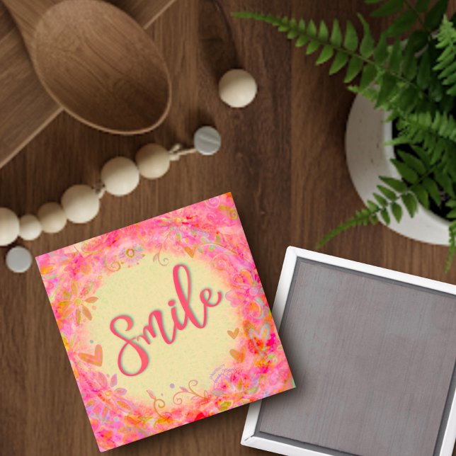 Smile Trendy Pretty Floral Inspirational Magnet (Creator Uploaded)