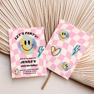 Smile Trendy Retro Birthday Invitation