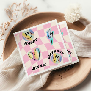 Smile Trendy Retro Birthday Napkin