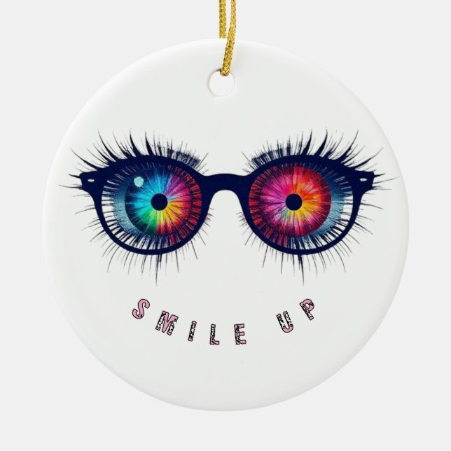 Smile up glasses ceramic ornament (Front)