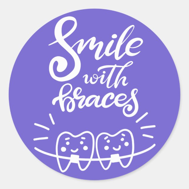 Smile With Braces | Smiling Teeth Classic Round Sticker (Front)