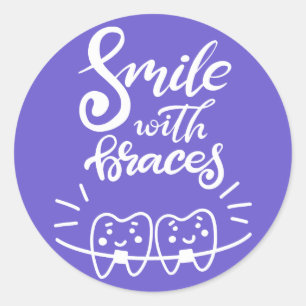 Smile With Braces   Smiling Teeth Classic Round Sticker