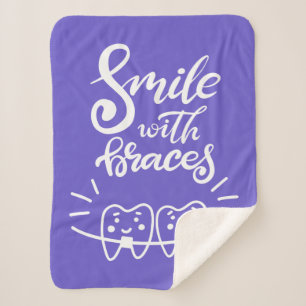 Smile With Braces   Smiling Teeth Sherpa Blanket