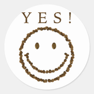 Smile with Coffee Beans Classic Round Sticker