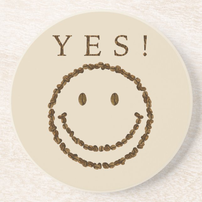 Smile with Coffee Beans Coaster (Front)