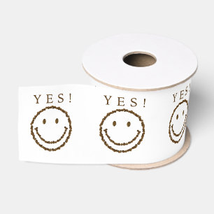 Smile with Coffee Beans Grosgrain Ribbon