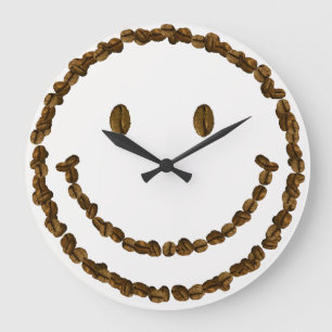 Smile with Coffee Beans Large Clock