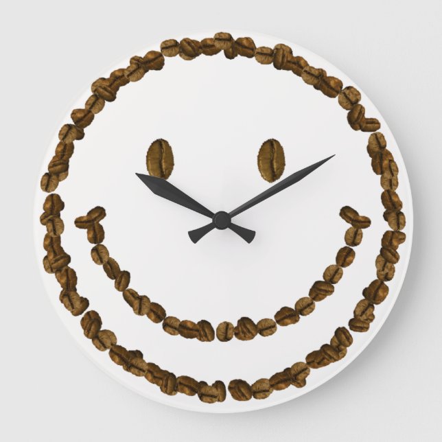 Smile with Coffee Beans Large Clock (Front)