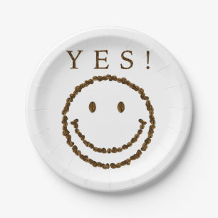 Smile with Coffee Beans Paper Plate
