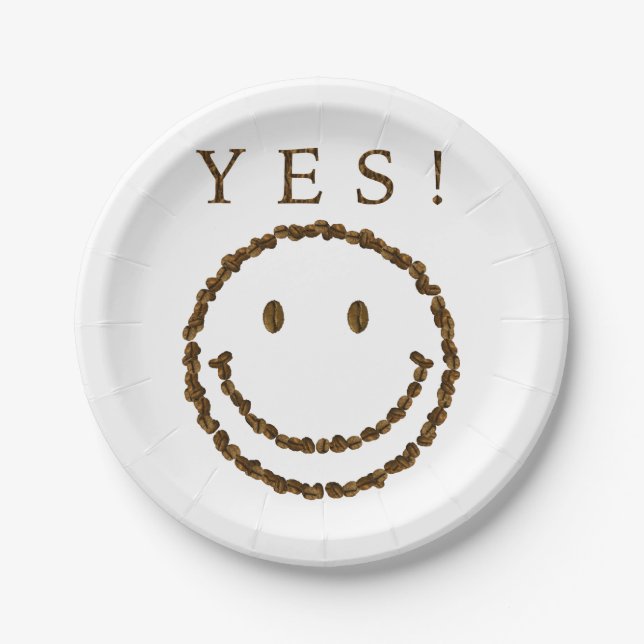Smile with Coffee Beans Paper Plate (Front)
