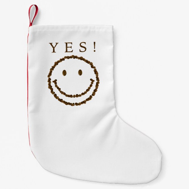 Smile with Coffee Beans Small Christmas Stocking (Front)