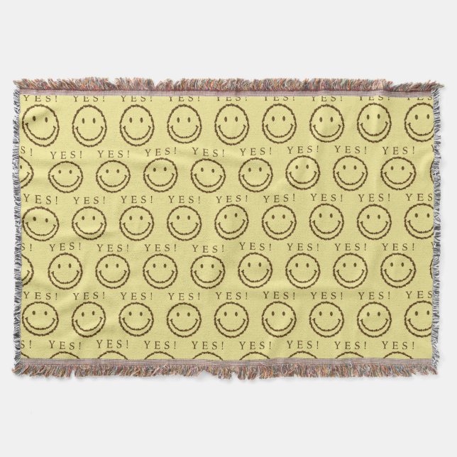 Smile with Coffee Beans Throw Blanket (Front)