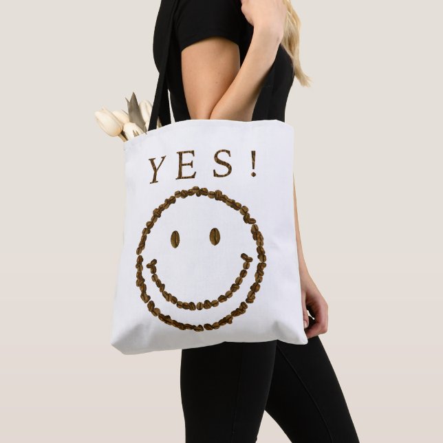Smile with Coffee Beans Tote Bag (Close Up)