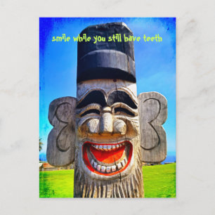"Smile with teeth" quote funny laughing face photo Postcard