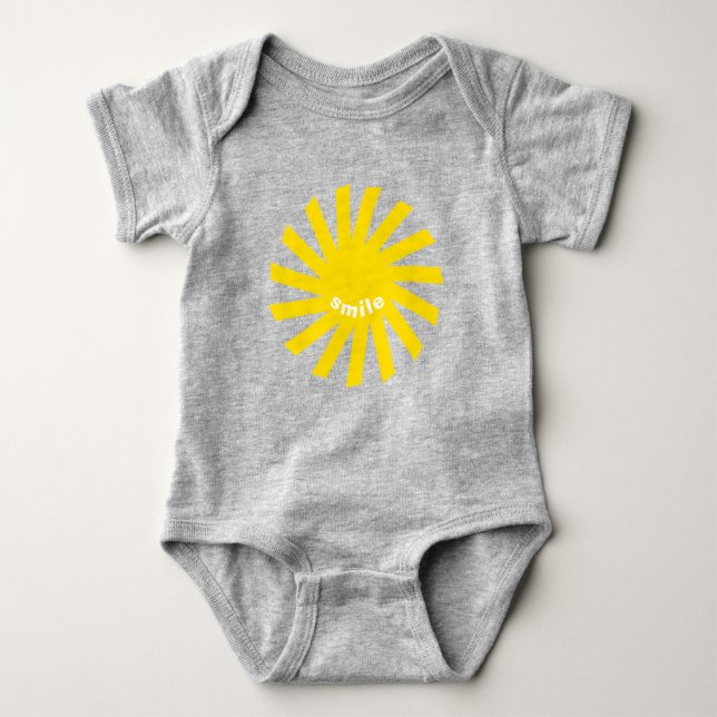 Smile yellow sun bright happy fun modern cheerful baby bodysuit (Front)
