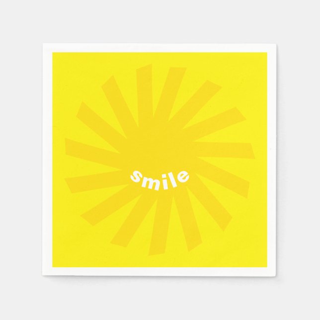 Smile yellow sun bright happy fun modern cheerful napkin (Front)